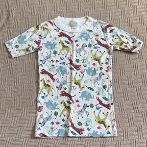 100% Organic Cotton Hanna Andersson White Kids Tee with Multicolor Animal Print